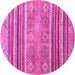 Round Machine Washable Abstract Pink Modern Rug, wshabs2394pnk