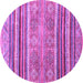 Round Machine Washable Abstract Purple Modern Area Rugs, wshabs2394pur