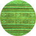 Round Machine Washable Abstract Green Modern Area Rugs, wshabs2394grn