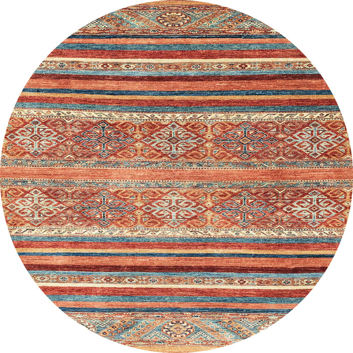 Round Machine Washable Abstract Camel Brown Rug, wshabs2394