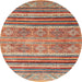 Round Machine Washable Abstract Camel Brown Rug, wshabs2394