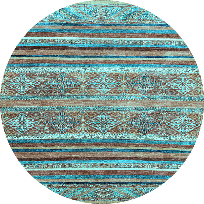 Round Abstract Light Blue Modern Rug, abs2394lblu