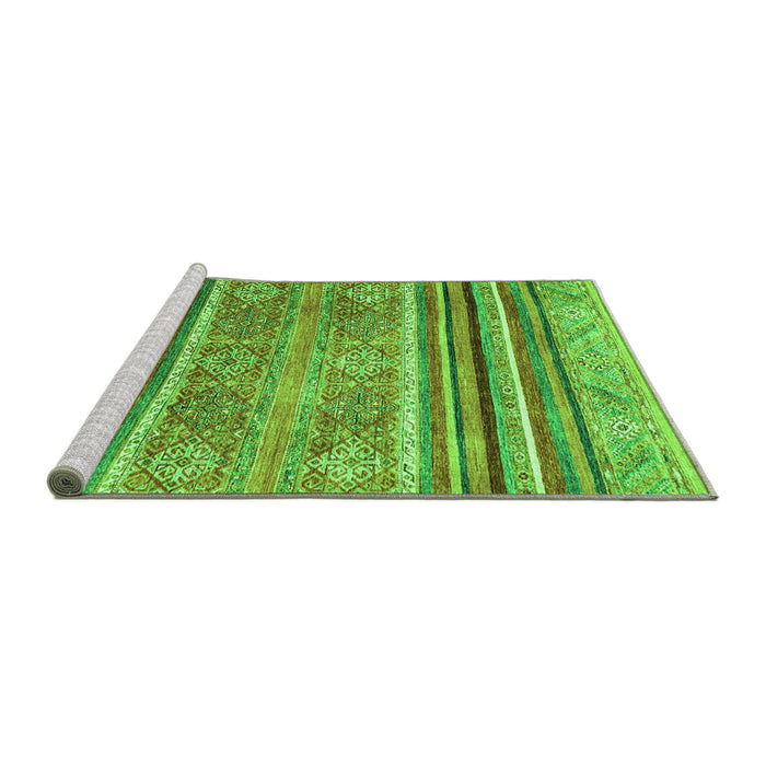 Sideview of Machine Washable Abstract Green Modern Area Rugs, wshabs2394grn
