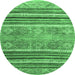 Round Abstract Emerald Green Modern Rug, abs2394emgrn