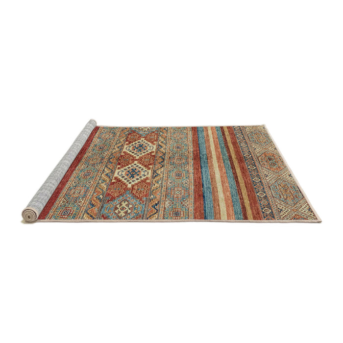 Sideview of Machine Washable Abstract Camel Brown Rug, wshabs2395