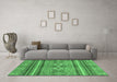 Machine Washable Abstract Emerald Green Modern Area Rugs in a Living Room,, wshabs2395emgrn