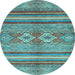 Round Abstract Light Blue Modern Rug, abs2395lblu