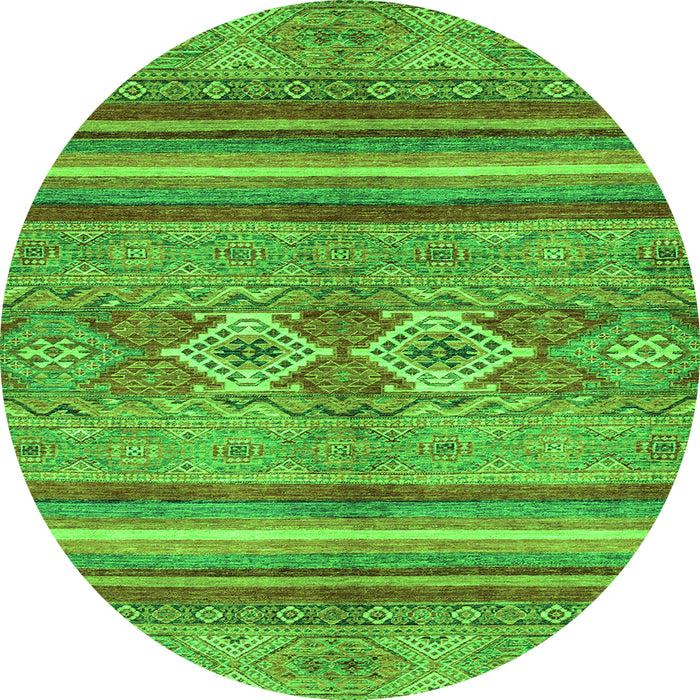 Round Abstract Green Modern Rug, abs2395grn