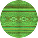 Round Abstract Green Modern Rug, abs2395grn