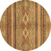 Round Abstract Brown Modern Rug, abs2395brn