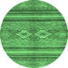 Round Abstract Emerald Green Modern Rug, abs2395emgrn