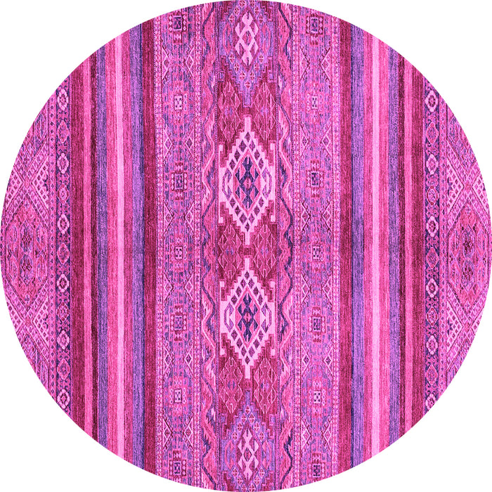 Round Machine Washable Abstract Pink Modern Rug, wshabs2395pnk