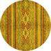 Round Abstract Yellow Modern Rug, abs2395yw