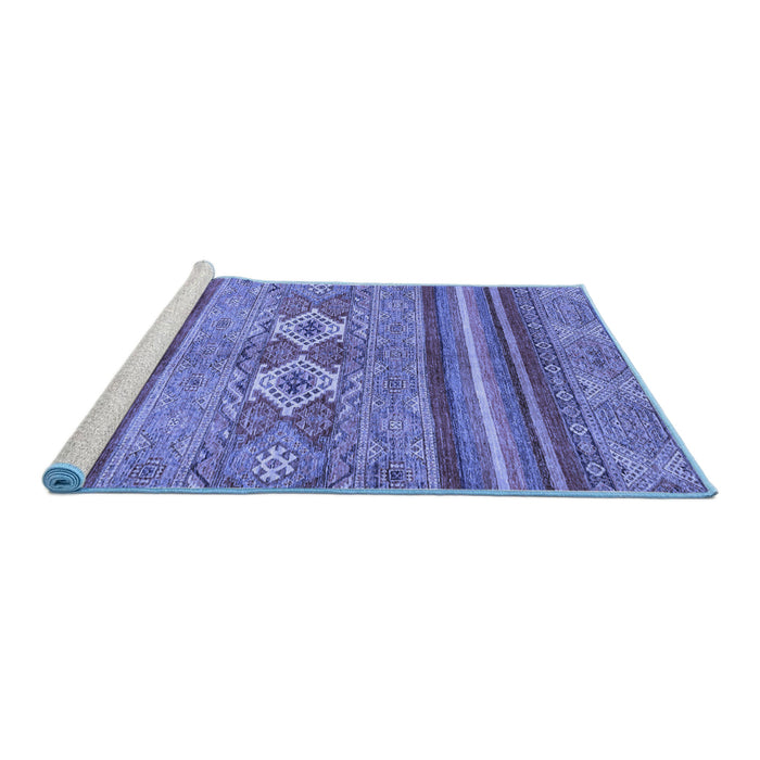 Sideview of Machine Washable Abstract Blue Modern Rug, wshabs2395blu