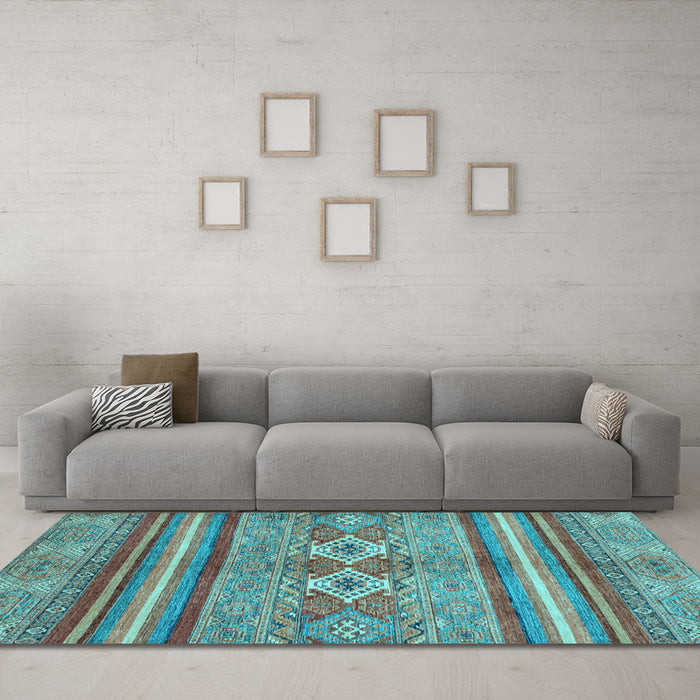 Machine Washable Abstract Light Blue Modern Rug in a Living Room, wshabs2395lblu