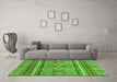 Machine Washable Abstract Green Modern Area Rugs in a Living Room,, wshabs2395grn