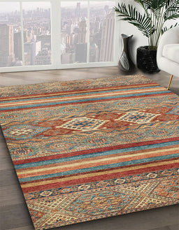Machine Washable Abstract Camel Brown Rug in a Family Room, wshabs2395