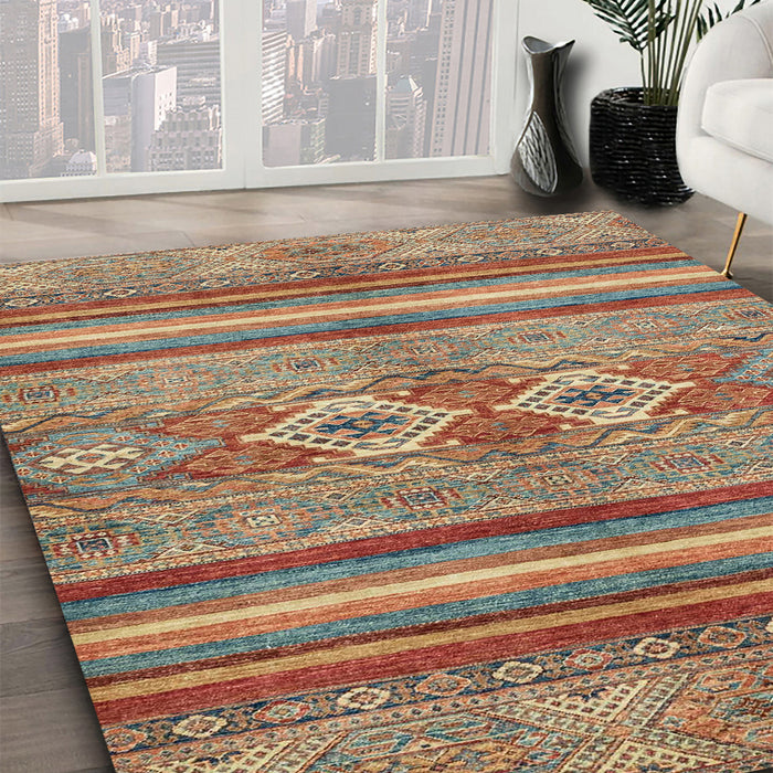 Machine Washable Abstract Camel Brown Rug in a Family Room, wshabs2395