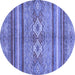 Round Abstract Blue Modern Rug, abs2395blu