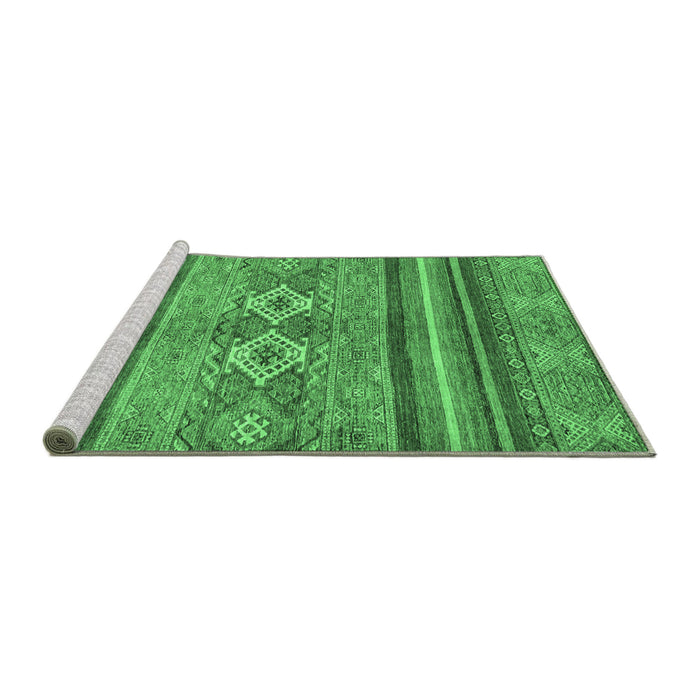 Sideview of Machine Washable Abstract Emerald Green Modern Area Rugs, wshabs2395emgrn