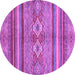 Round Machine Washable Abstract Purple Modern Area Rugs, wshabs2395pur