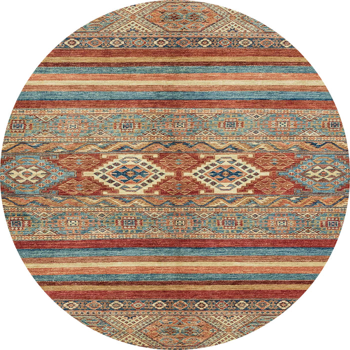 Round Machine Washable Abstract Camel Brown Rug, wshabs2395
