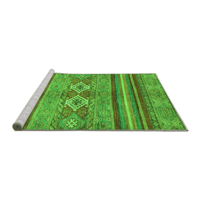 Sideview of Machine Washable Abstract Green Modern Area Rugs, wshabs2395grn
