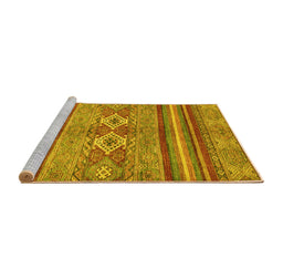 Sideview of Machine Washable Abstract Yellow Modern Rug, wshabs2395yw