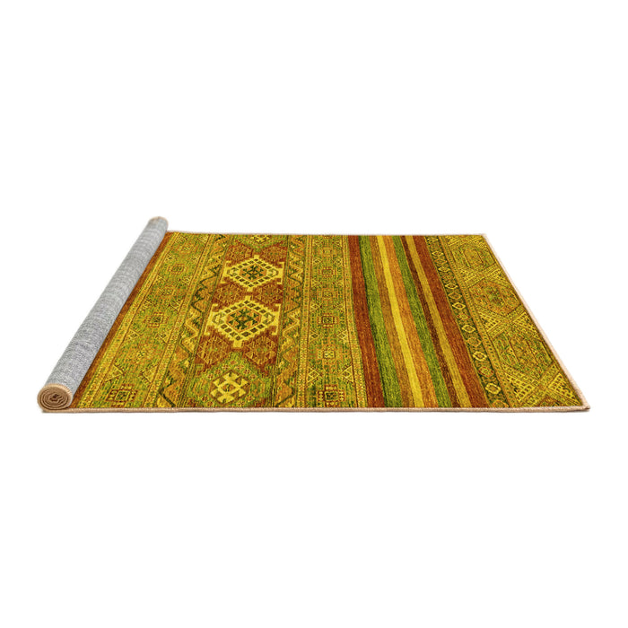 Sideview of Machine Washable Abstract Yellow Modern Rug, wshabs2395yw