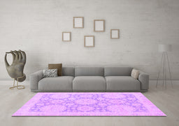 Machine Washable Oriental Purple Traditional Area Rugs in a Living Room, wshabs2396pur