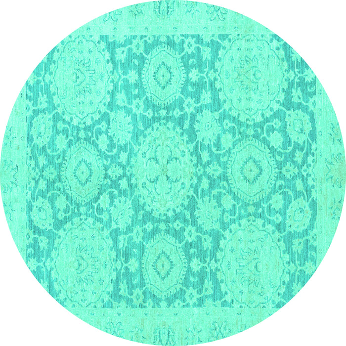 Round Oriental Turquoise Traditional Rug, abs2396turq