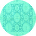 Round Oriental Turquoise Traditional Rug, abs2396turq