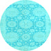 Round Oriental Light Blue Traditional Rug, abs2396lblu