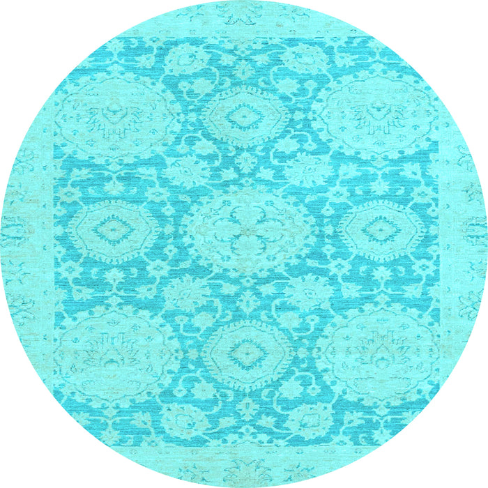 Round Machine Washable Oriental Light Blue Traditional Rug, wshabs2396lblu