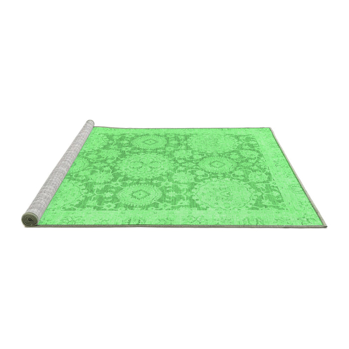 Sideview of Machine Washable Oriental Emerald Green Traditional Area Rugs, wshabs2396emgrn