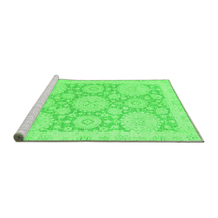 Sideview of Machine Washable Oriental Green Traditional Area Rugs, wshabs2396grn