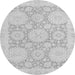 Round Machine Washable Oriental Gray Traditional Rug, wshabs2396gry