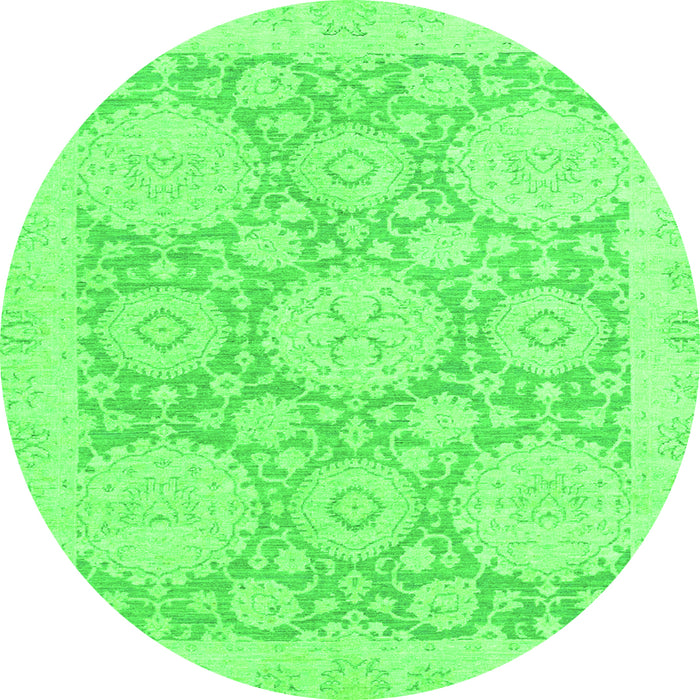 Round Oriental Green Traditional Rug, abs2396grn