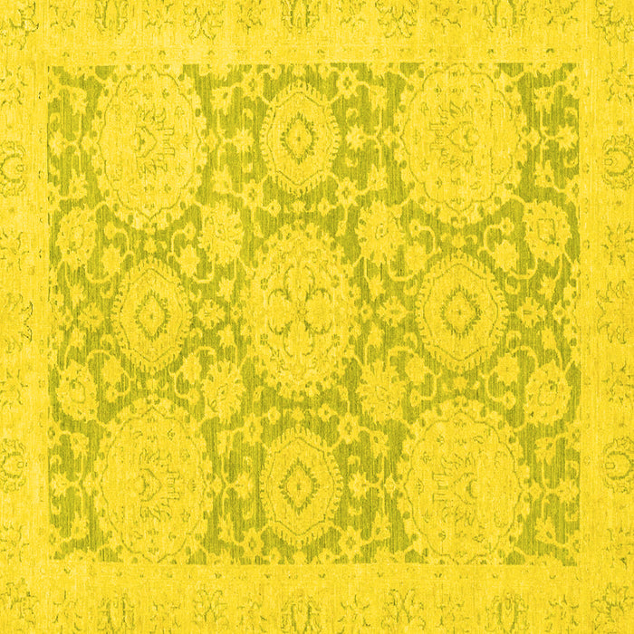 Square Machine Washable Oriental Yellow Traditional Rug, wshabs2396yw
