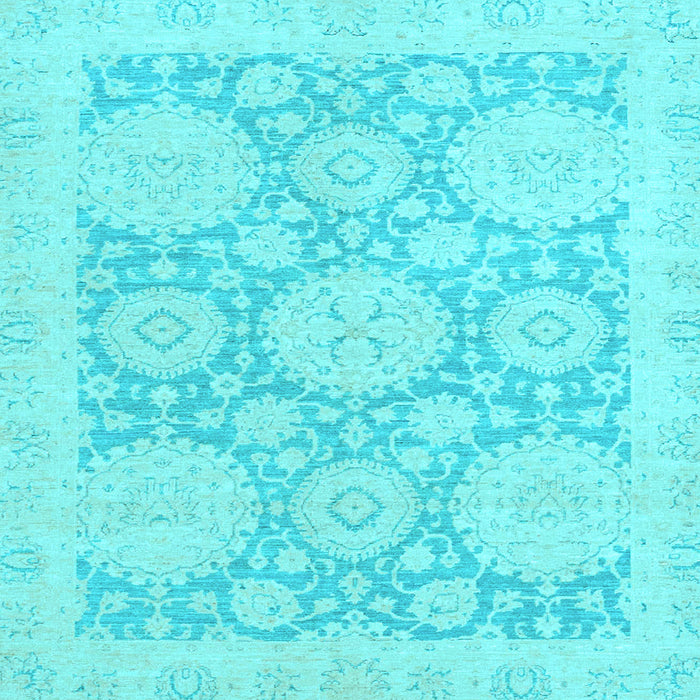 Square Machine Washable Oriental Light Blue Traditional Rug, wshabs2396lblu