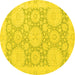 Round Oriental Yellow Traditional Rug, abs2396yw