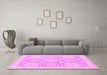 Machine Washable Oriental Pink Traditional Rug in a Living Room, wshabs2396pnk