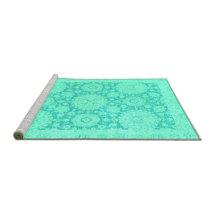 Sideview of Machine Washable Oriental Turquoise Traditional Area Rugs, wshabs2396turq