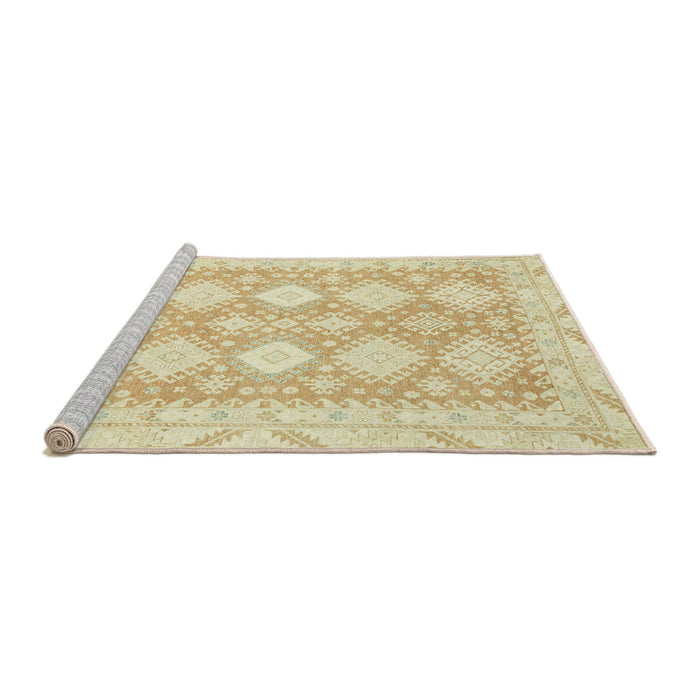Sideview of Machine Washable Abstract Khaki Gold Rug, wshabs2397