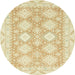 Round Abstract Khaki Gold Modern Rug, abs2397