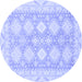 Round Abstract Blue Modern Rug, abs2397blu