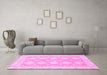 Machine Washable Abstract Pink Modern Rug in a Living Room, wshabs2397pnk