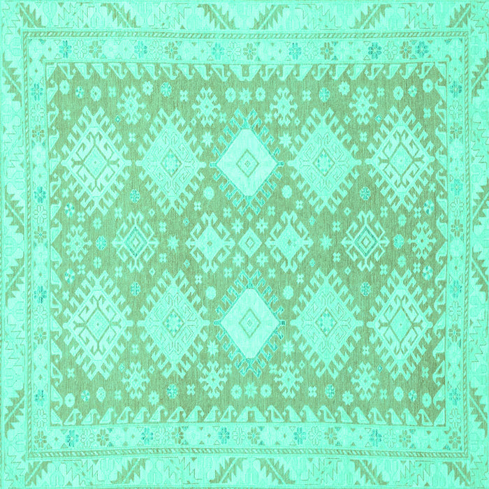Square Machine Washable Abstract Turquoise Modern Area Rugs, wshabs2397turq