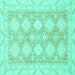 Square Machine Washable Abstract Turquoise Modern Area Rugs, wshabs2397turq