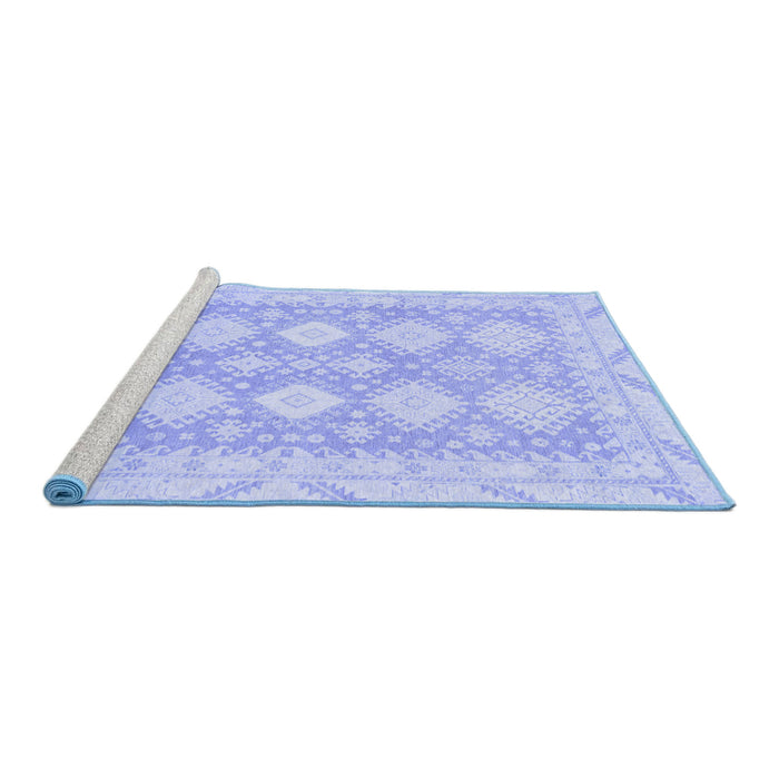 Sideview of Machine Washable Abstract Blue Modern Rug, wshabs2397blu